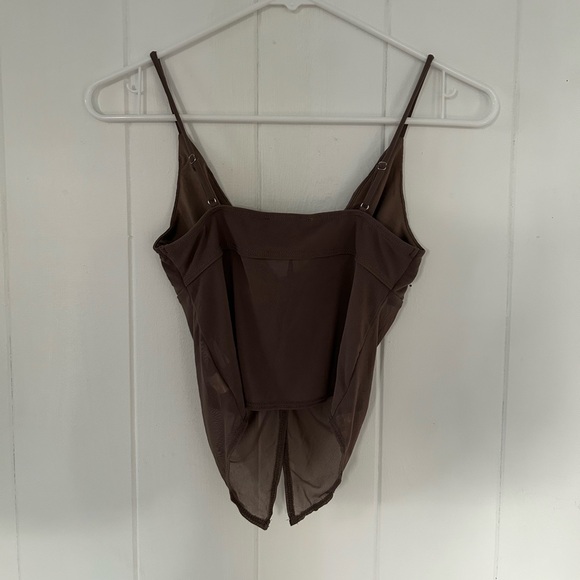 Ava and Ever Sammy Mesh Brown Knot Front Cami Top - Picture 3 of 3